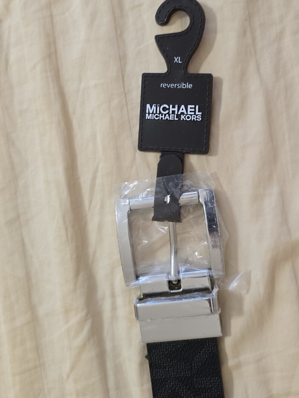 Reversible Michael Kors Women’s Black Leather Belt with Silver Buckle